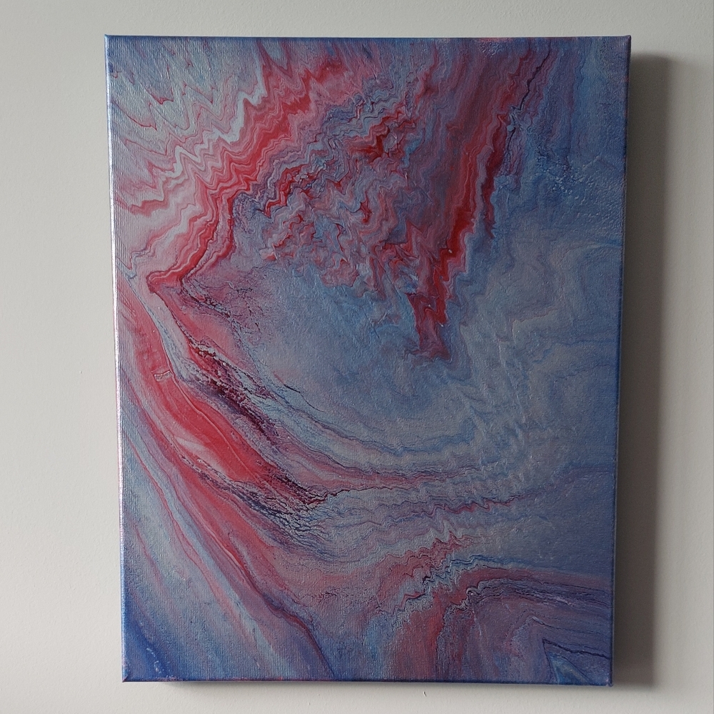 4th of July Collection 2022 "E" Original Paint Pour Painting